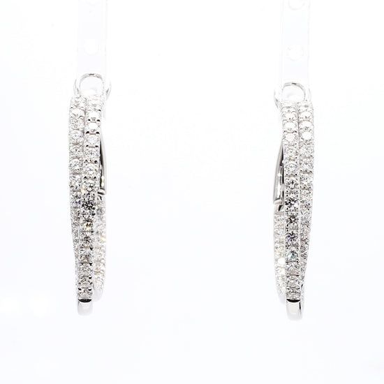 Natural White Round Diamond 2.61 Carat TW White Gold Hoop Earrings