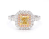 GIA Certified Natural Yellow Radiant Diamond 1.61 Carat TW Gold Cocktail Ring