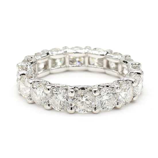 Natural White Round Diamond 5.06 Carat TW White Gold Eternity Band