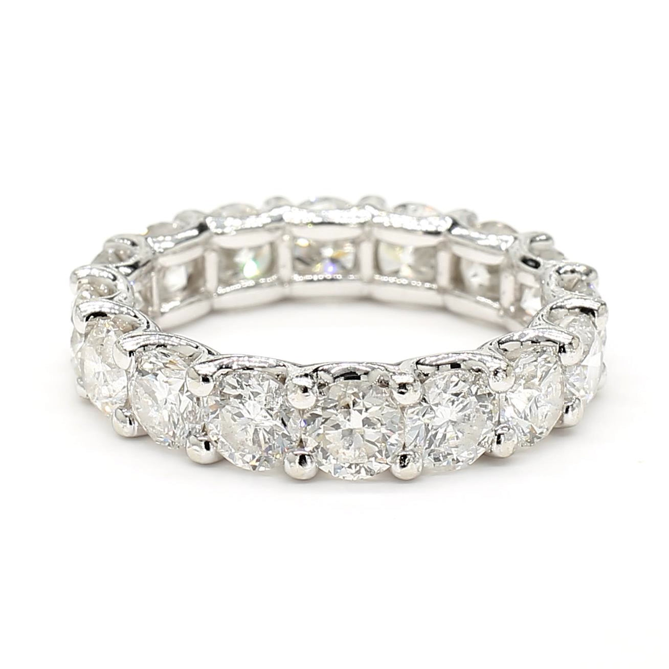 Natural White Round Diamond 5.06 Carat TW White Gold Eternity Band