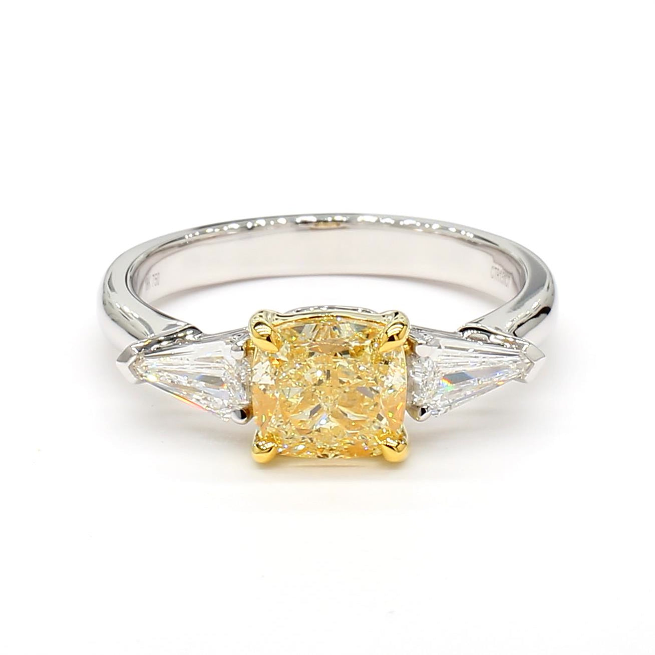 GIA Certified Natural Yellow Cushion Diamond 1.84 Carat TW Gold Cocktail Ring