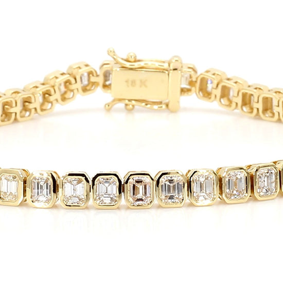 Natural White Emerald Diamond 6.38 Carat TW Gold Tennis Bracelet