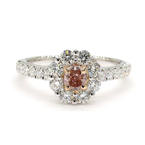 GIA Certified Fancy Purplish Pink Cushion Diamond 1.07 Carat TW Cocktail Ring