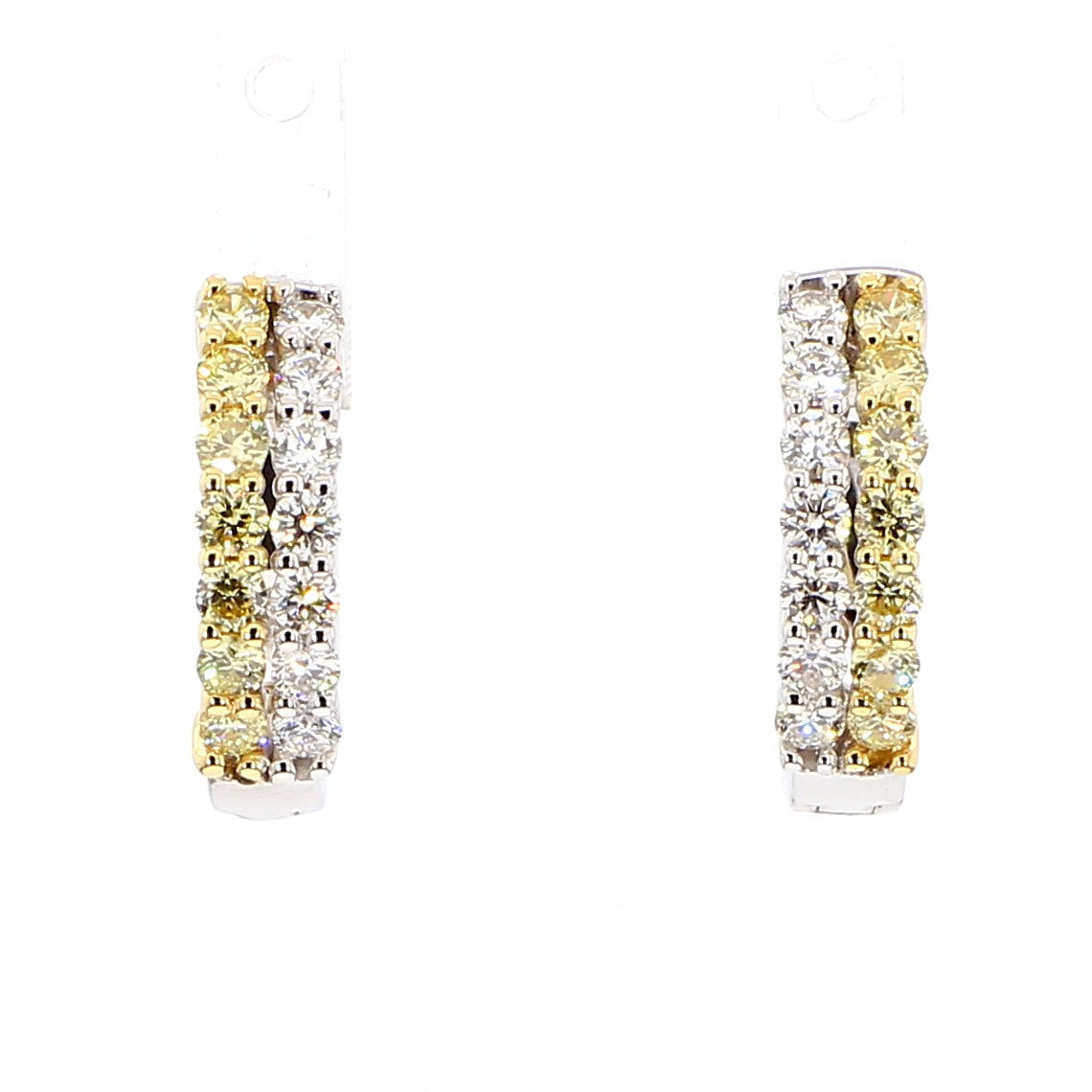 Natural Yellow Round Diamond 0.80 Carat TW Gold Hoop Earrings