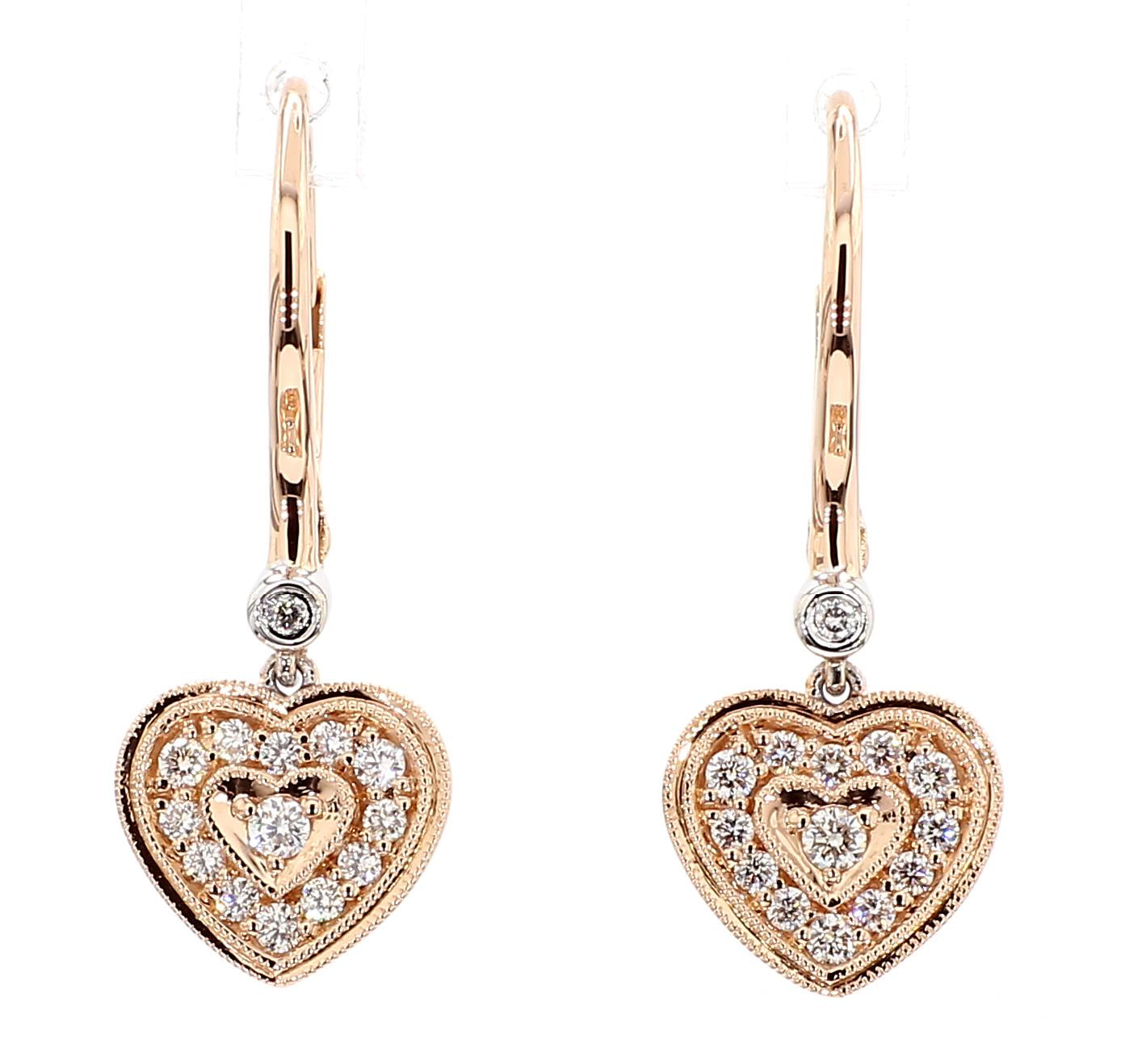 Natural White Round Diamond 0.30 Carat TW Gold Earrings