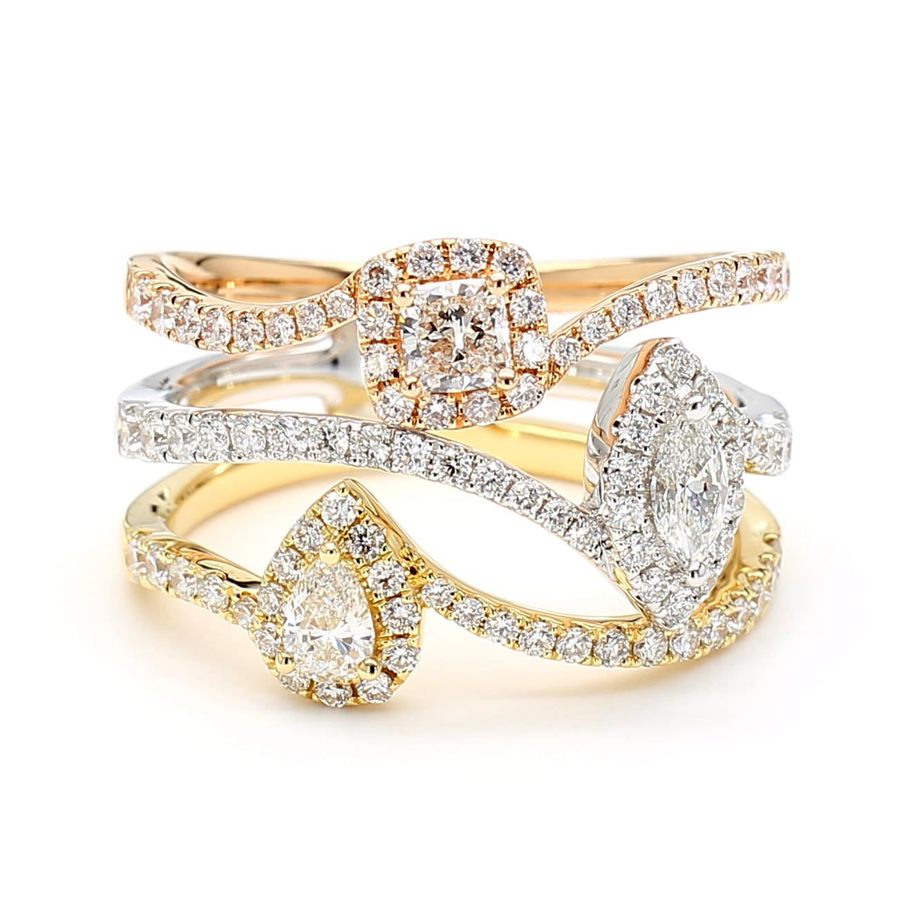 Natural White Cushion Diamond 1.16 Carat TW Gold Ring