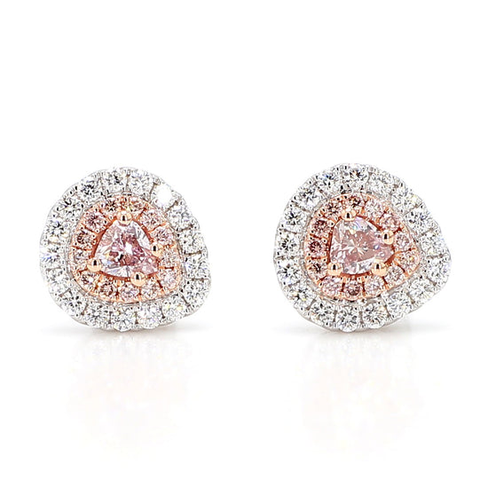 GIA Certified Fancy Pink Pear Diamond 1.07 Carat TW Gold Stud Earrings