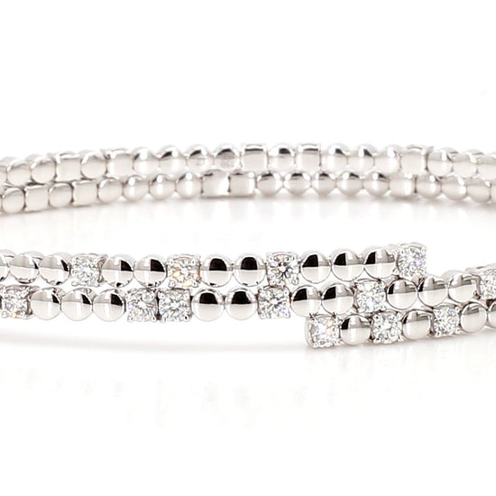 Natural White Round Diamond 1.54 Carat TW Gold Bracelet