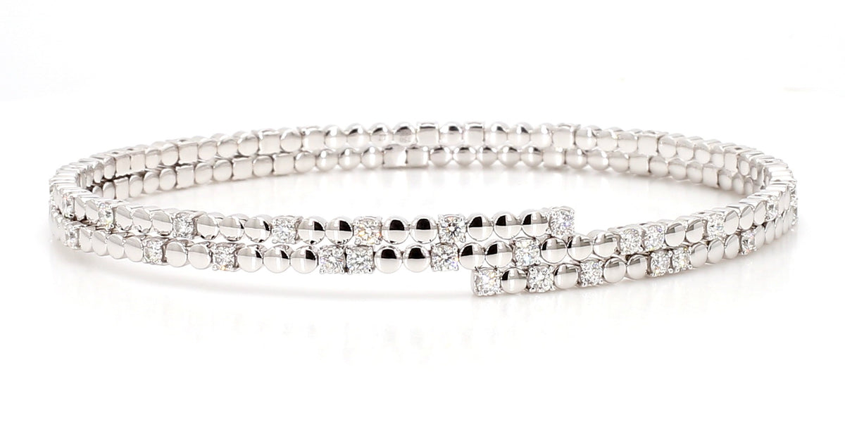 Natural White Round Diamond 1.54 Carat TW Gold Bracelet