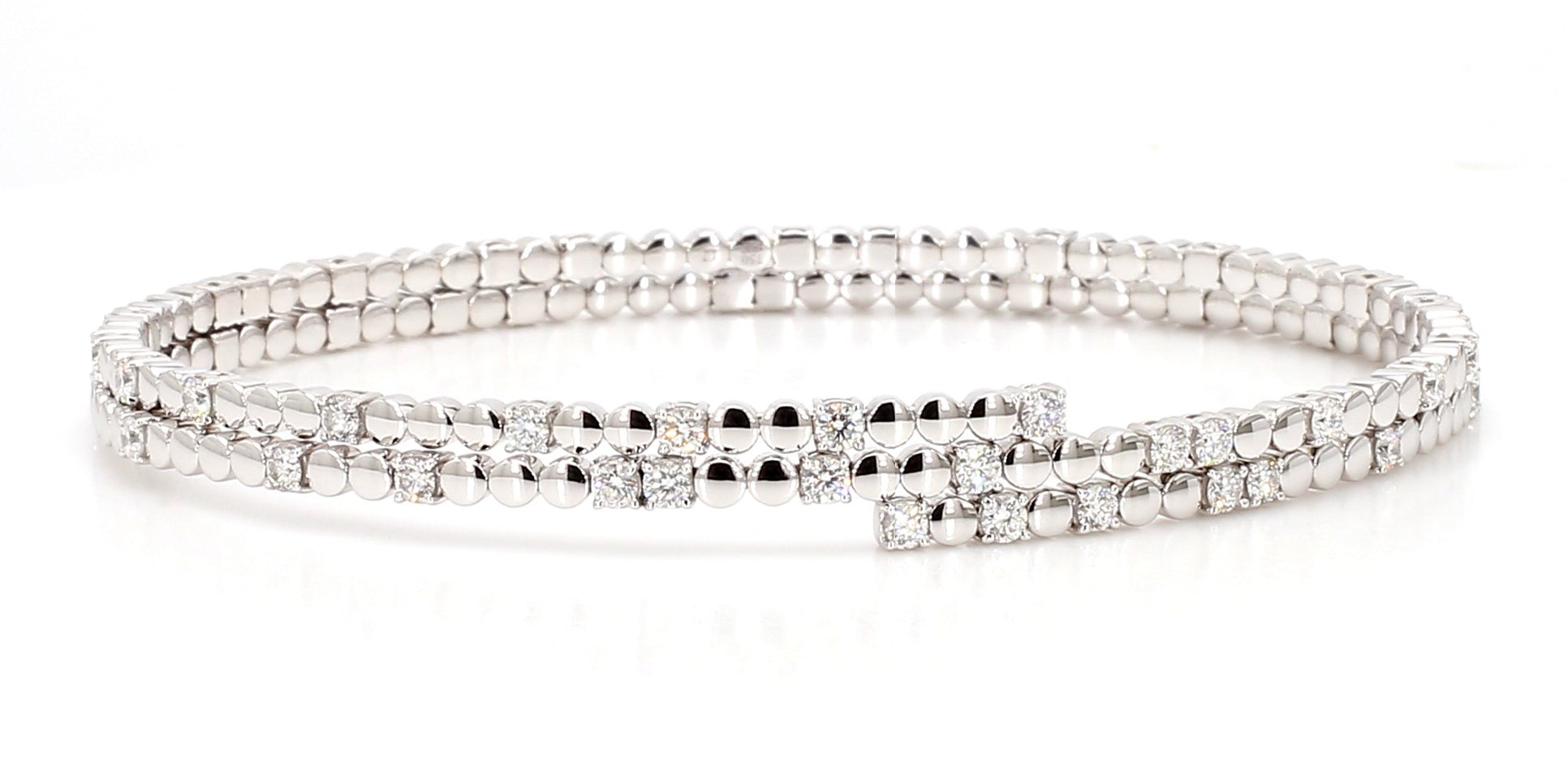 Natural White Round Diamond 1.54 Carat TW Gold Bracelet