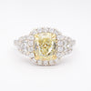 GIA Certified Natural Yellow Cushion Diamond 3.40 Carat TW Gold Cocktail Ring