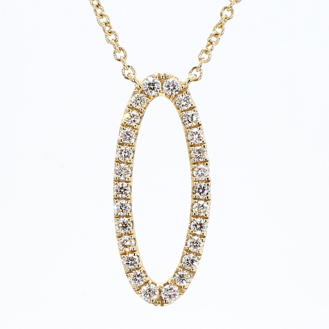 Natural White Round Diamond 0.29 Carat TW Yellow Gold Necklace