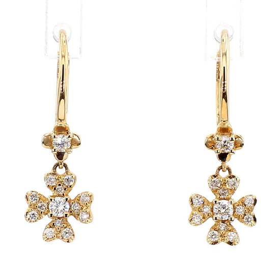 Natural White Round Diamond 0.22 Carat TW Gold Earrings