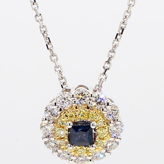 Natural Blue Princess Cut Sapphire and Diamond 0.68 Carat TW Drop Pendant