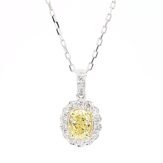 GIA Certified Natural Yellow Oval Diamond 1.20 Carat TW Gold Drop Pendant