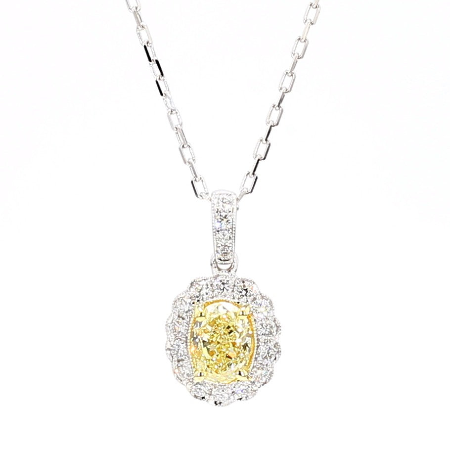 GIA Certified Natural Yellow Oval Diamond 1.20 Carat TW Gold Drop Pendant