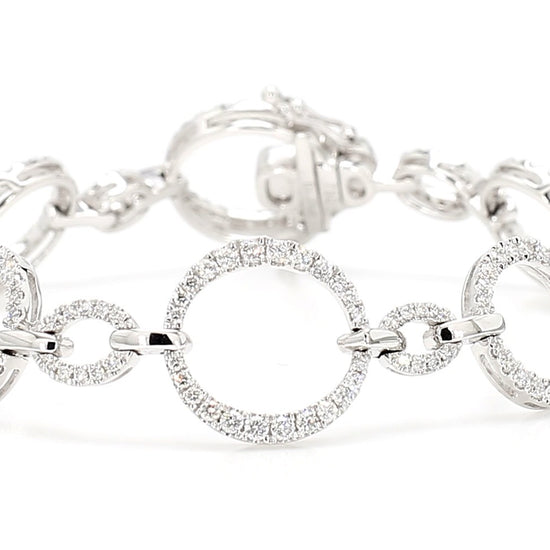 Natural White Round Diamond 1.71 Carat TW White Gold Tennis Bracelet