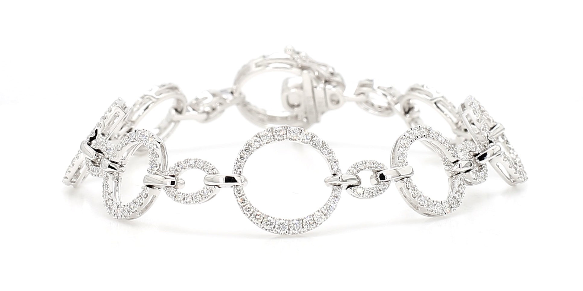 Natural White Round Diamond 1.71 Carat TW White Gold Tennis Bracelet