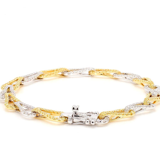 Natural Yellow Round Diamond 3.09 Carat TW Gold Bracelet