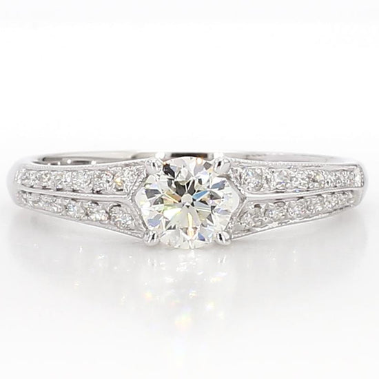 Natural White Round Diamond 0.71 Carat TW White Gold Engagement Ring