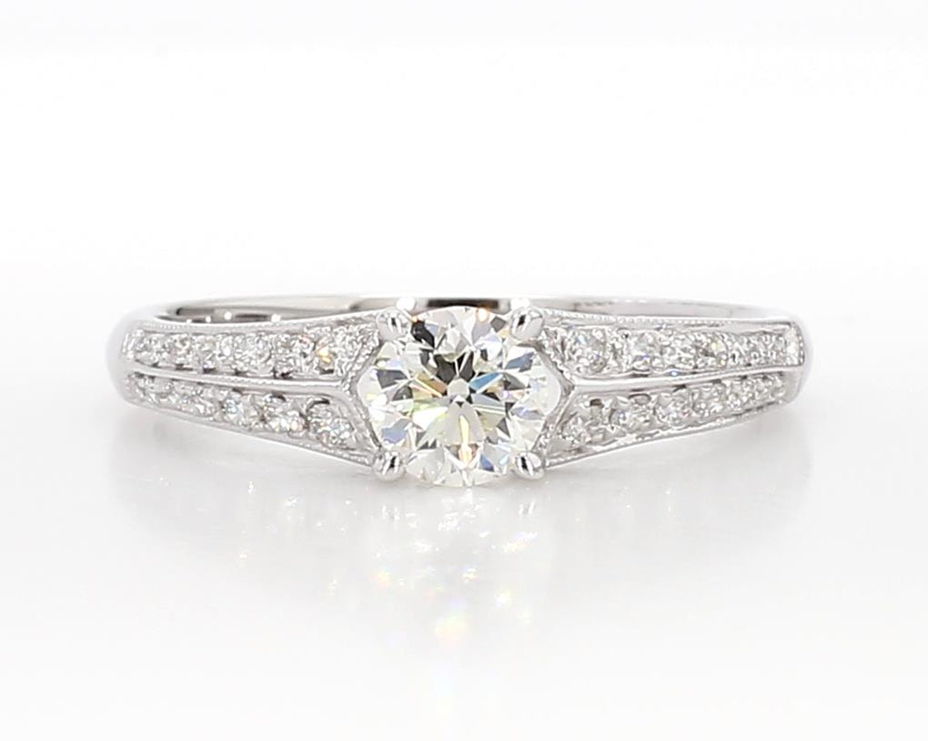 Natural White Round Diamond 0.71 Carat TW White Gold Engagement Ring
