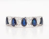 Natural Blue Pear Sapphire and White Diamond 2.14 Carat TW Gold Cocktail Band