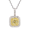 GIA Certified Natural Yellow Radiant Diamond 1.45 Carat TW Gold Drop Pendant