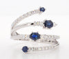 Natural Blue Oval Sapphire and White Diamond 0.90 Carat TW Gold Cocktail Ring