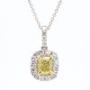 GIA Certified Natural Yellow Cushion Diamond 1.28 Carat TW Gold Drop Pendant