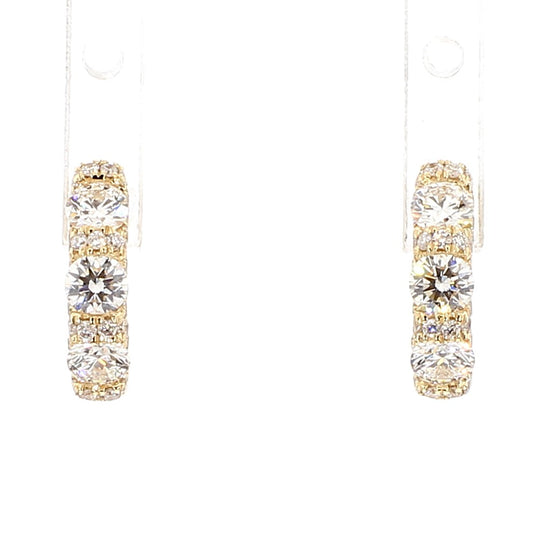 Natural White Round Diamond 0.85 Carat TW Gold Earrings