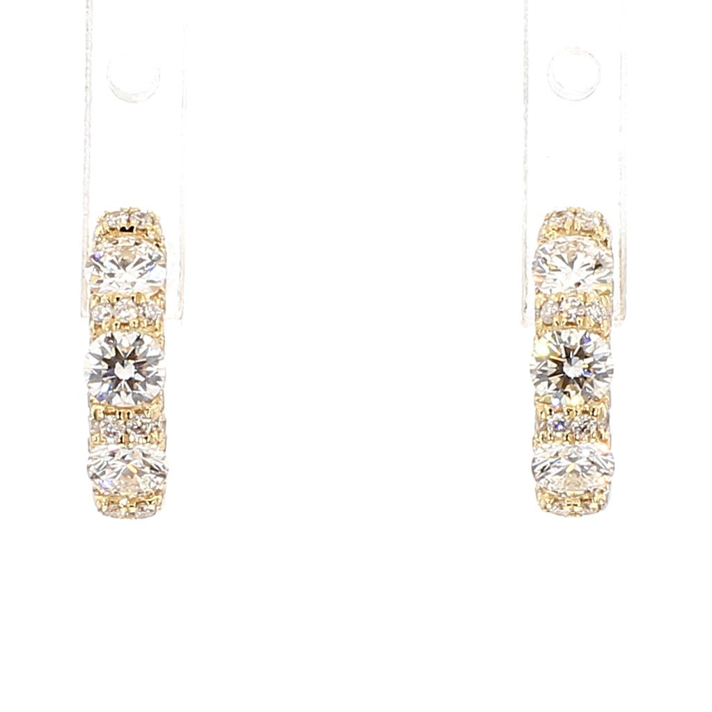 Natural White Round Diamond 0.85 Carat TW Gold Earrings