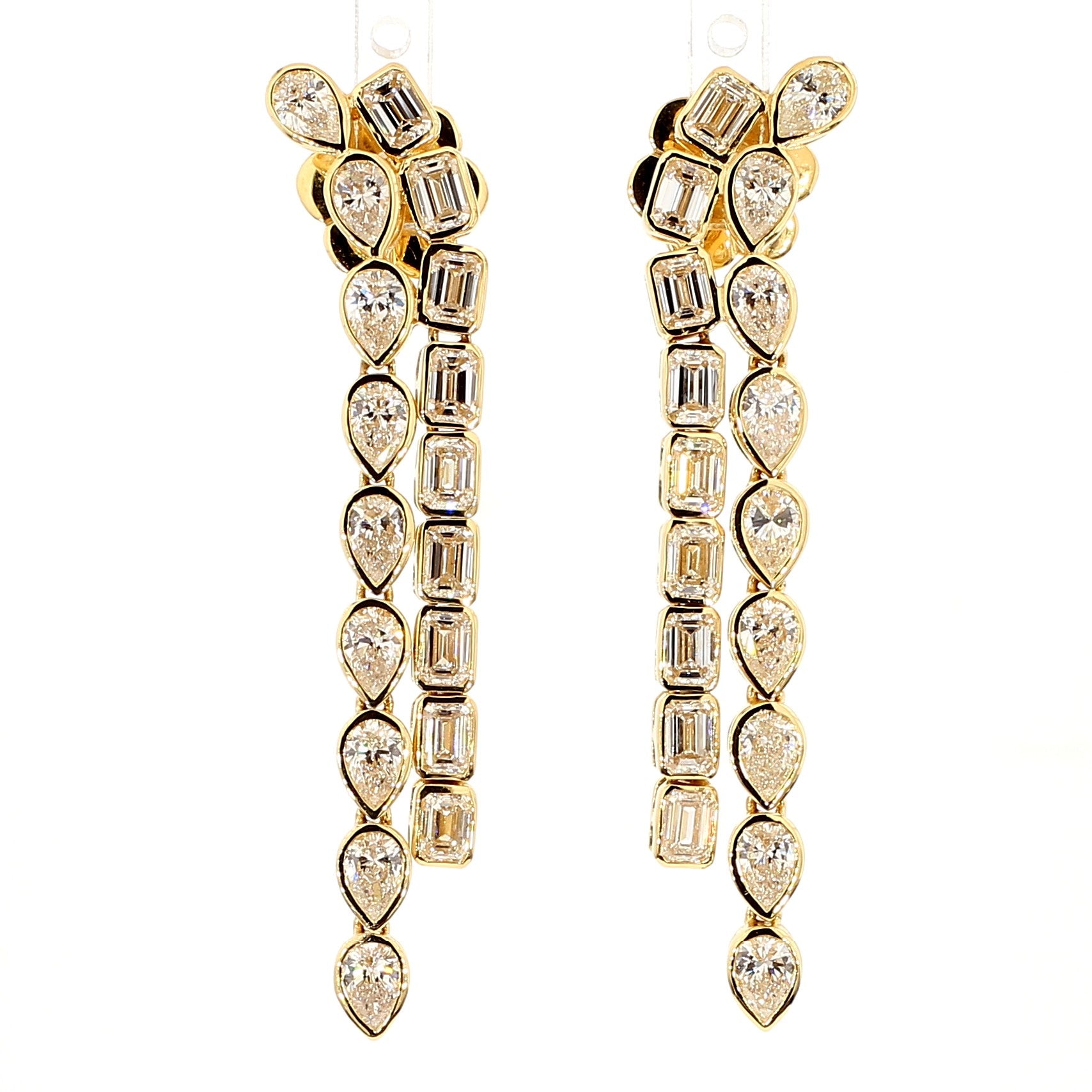 Natural White Emerald Diamond 4.83 Carat TW White Gold Drop Earrings