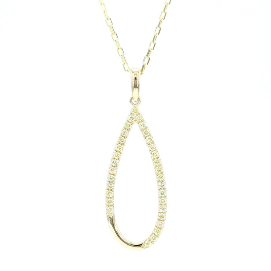 Natural Yellow Round Diamond .28 Carat TW Gold Drop Pendant