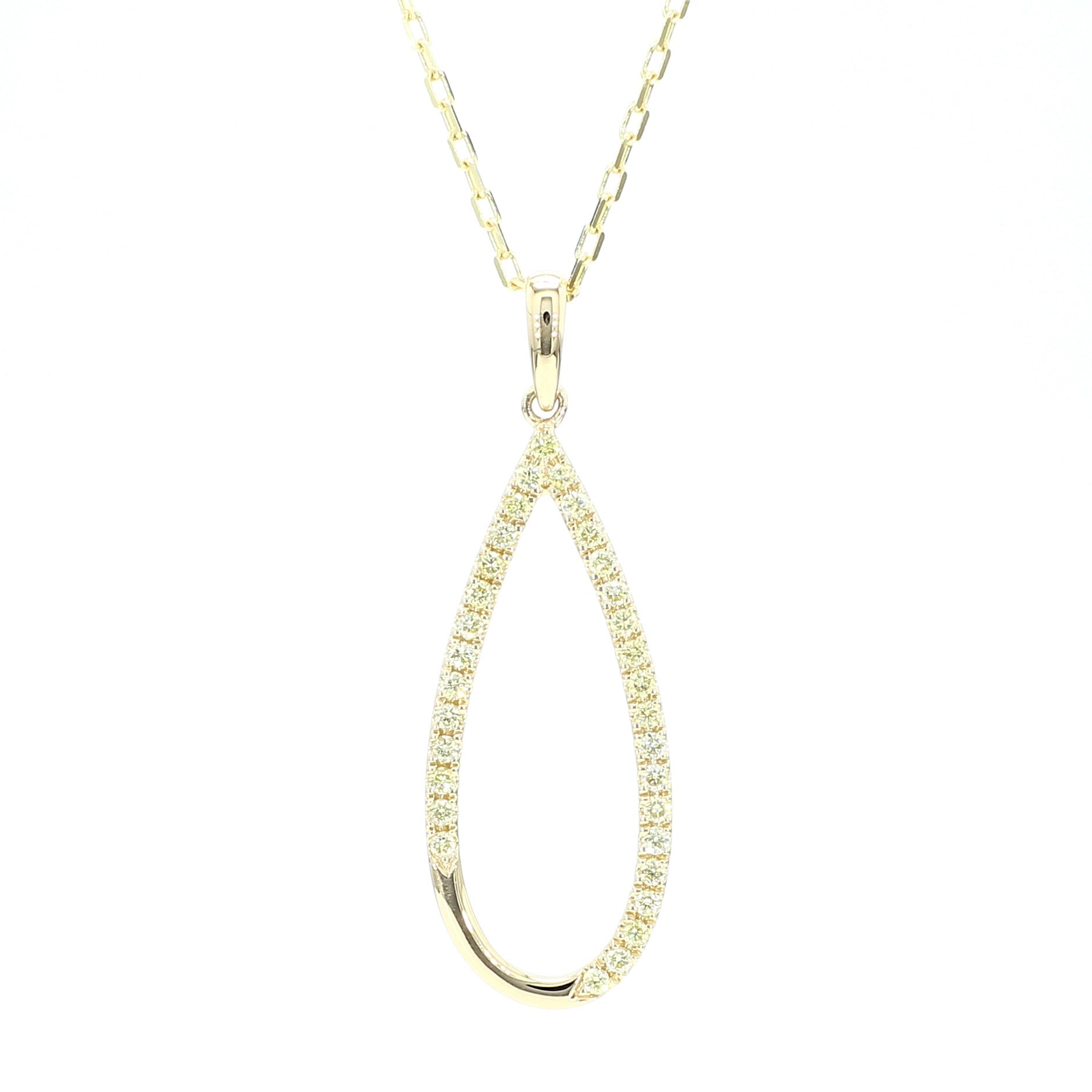 Natural Yellow Round Diamond .28 Carat TW Gold Drop Pendant