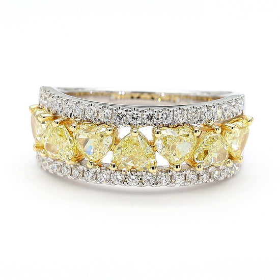 Natural Yellow Heart Diamond 2.09 Carat TW Gold Cocktail Ring