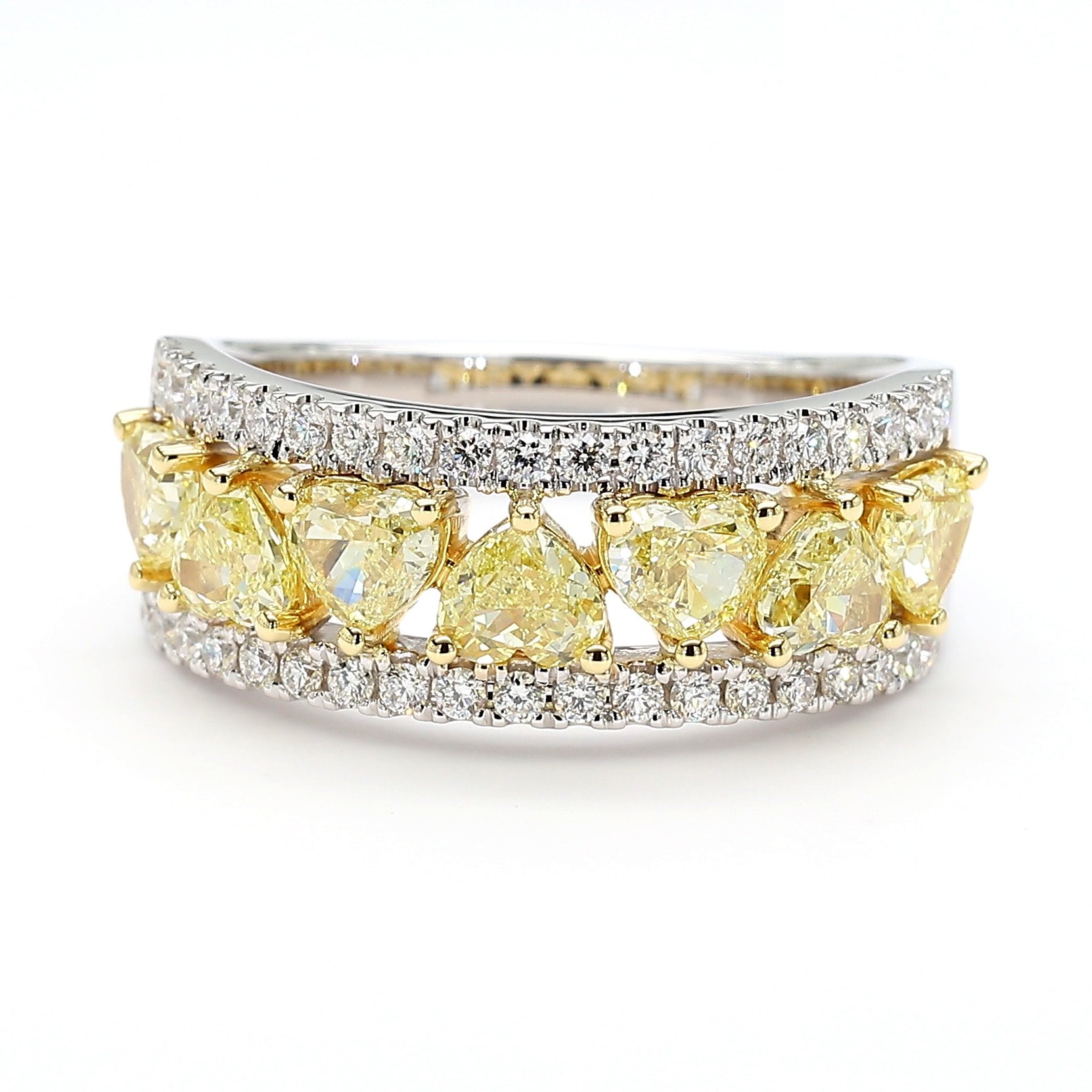 Natural Yellow Heart Diamond 2.09 Carat TW Gold Cocktail Ring