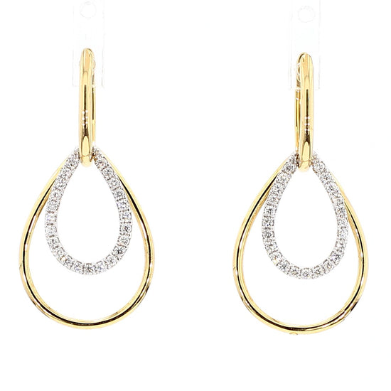 Natural White Round Diamond 0.35 Carat TW Gold Earrings