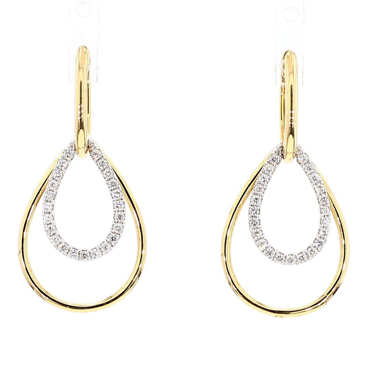 Natural White Round Diamond 0.35 Carat TW Gold Earrings