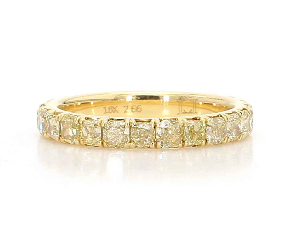 Natural Yellow Radiant Diamond 2.84 Carat TW Yellow Gold Eternity Band