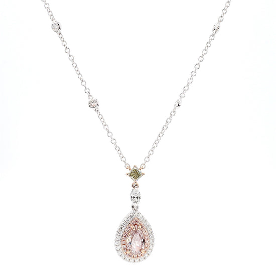 GIA Certified Fancy Brown-Pink Pear Diamond 1.92 Carat TW Gold Drop Pendant