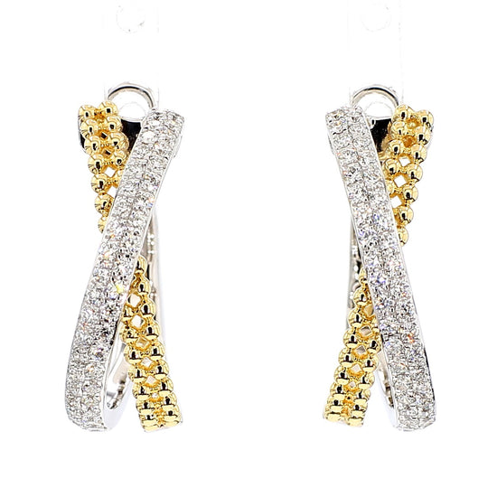 Natural White Round Diamond 0.72 Carat TW Gold Hoop Earrings