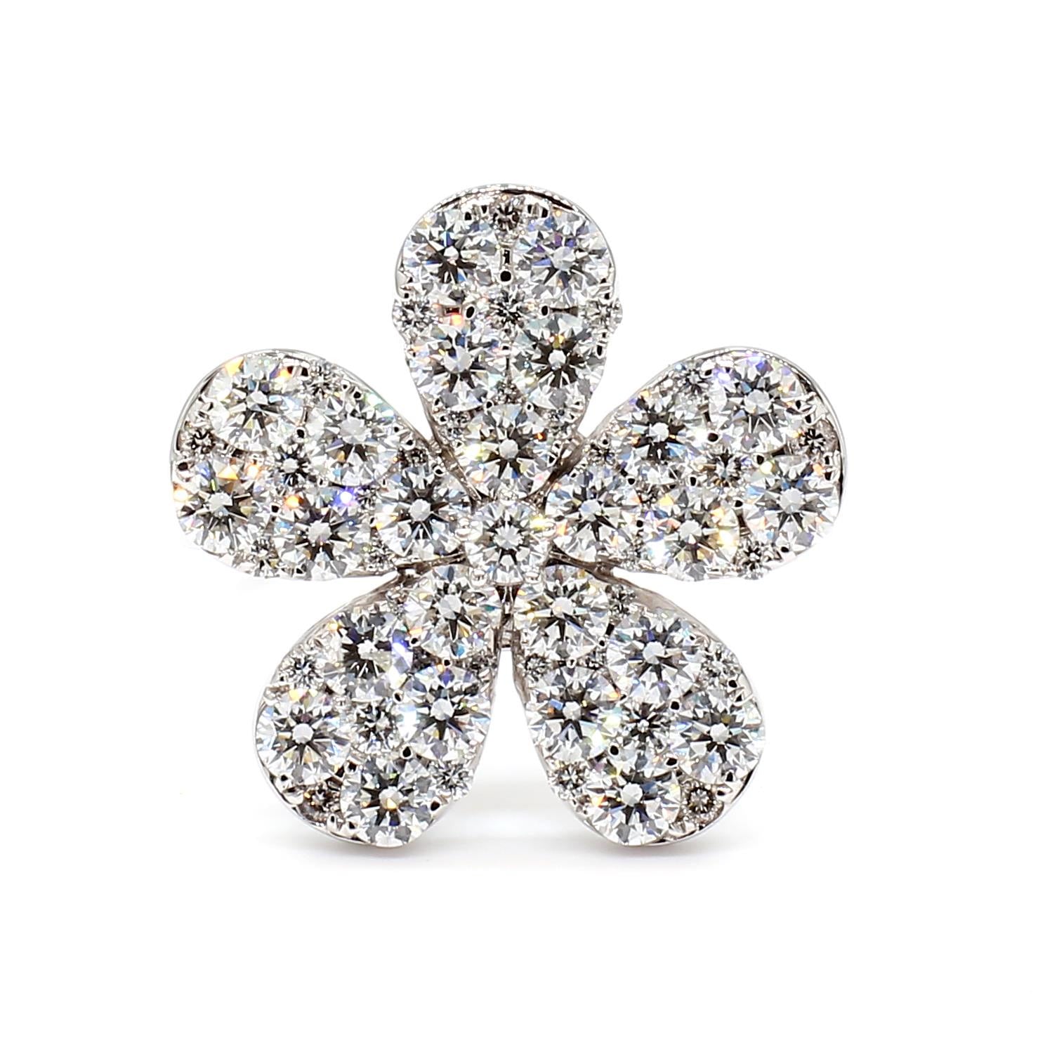 Natural White Round Diamond 2.35 Carat TW White Gold Cocktail Ring