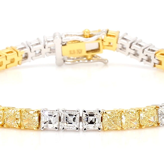 Natural Yellow Cushion Diamond 9.19 Carat TW Gold Bracelet