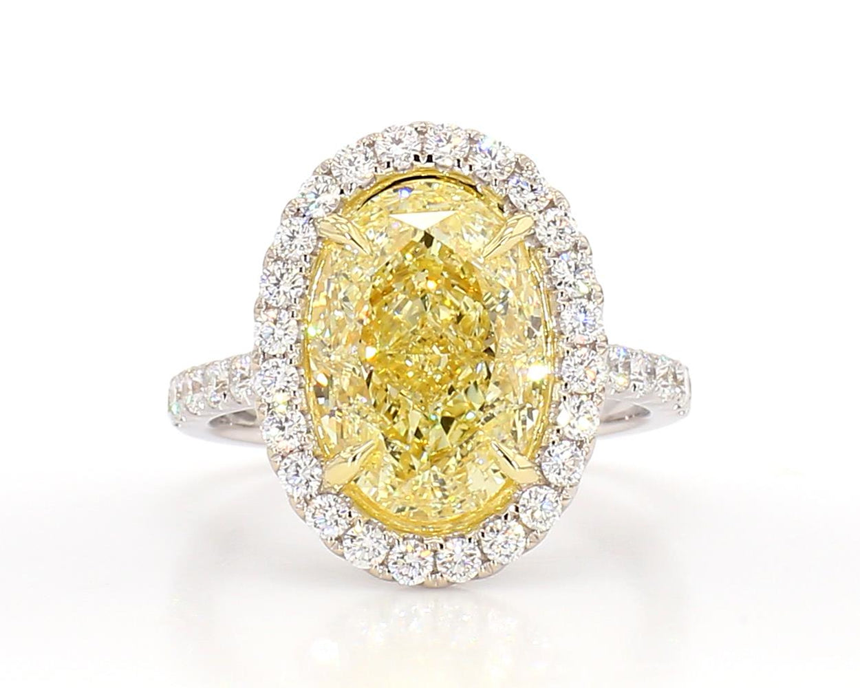 GIA Certified Natural Yellow Oval Diamond 5.78 Carat TW Gold Cocktail Ring