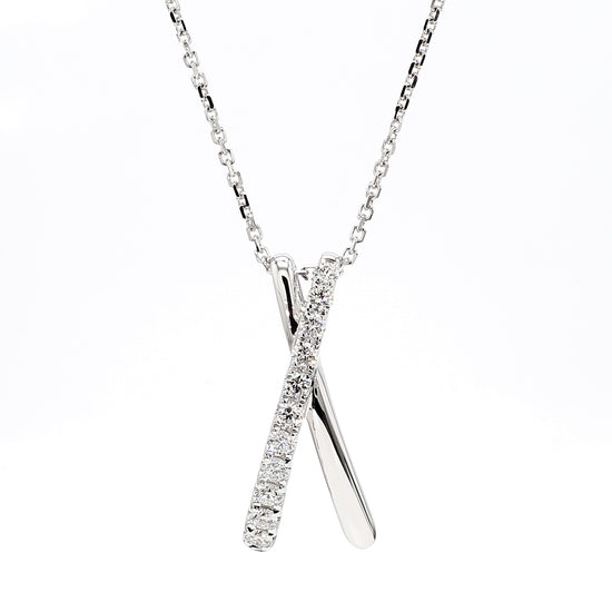 Natural White Round Diamond .33 Carat TW White Gold Drop Pendant
