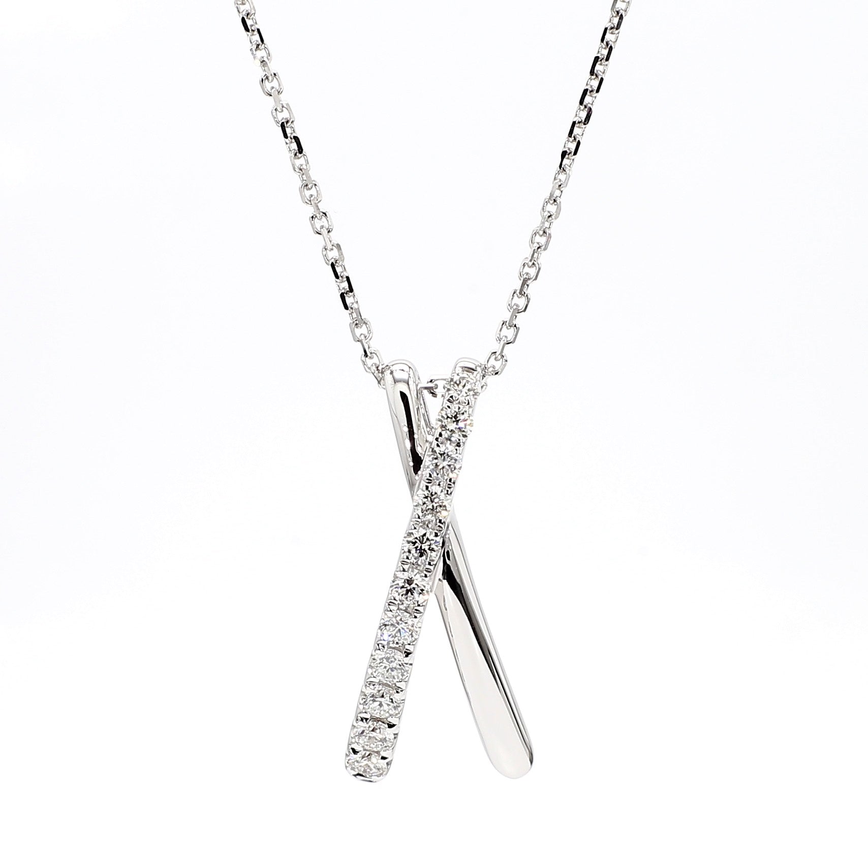 Natural White Round Diamond .33 Carat TW White Gold Drop Pendant