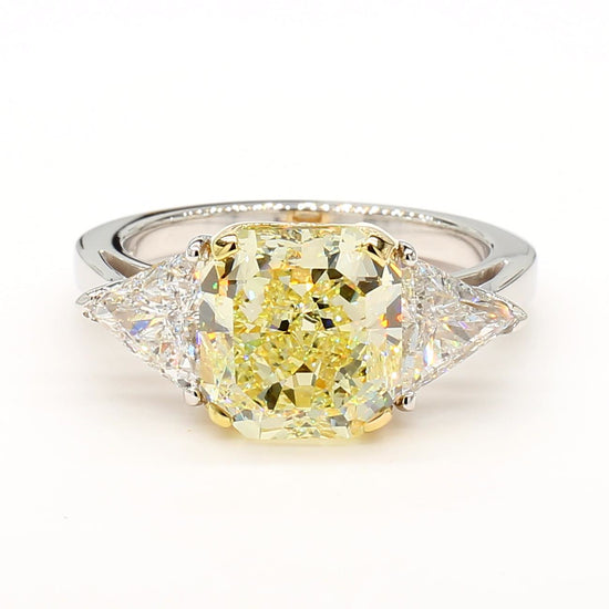 GIA Certified Natural Yellow Radiant Diamond 5.17 Carat TW Plat Cocktail Ring