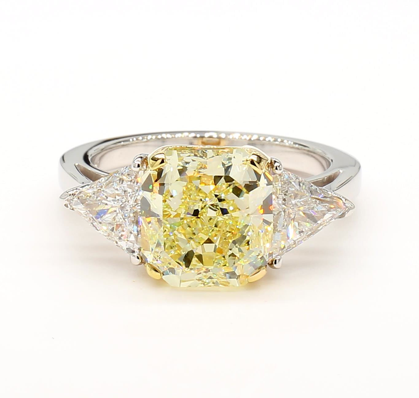 GIA Certified Natural Yellow Radiant Diamond 5.17 Carat TW Plat Cocktail Ring