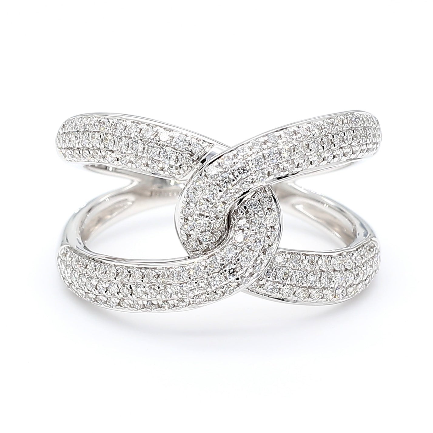 Natural White Round Diamond 0.61 Carat TW White Gold Cocktail Ring