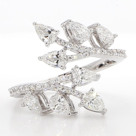 Natural White Pear Diamond 1.28 Carat TW White Gold Cocktail Ring